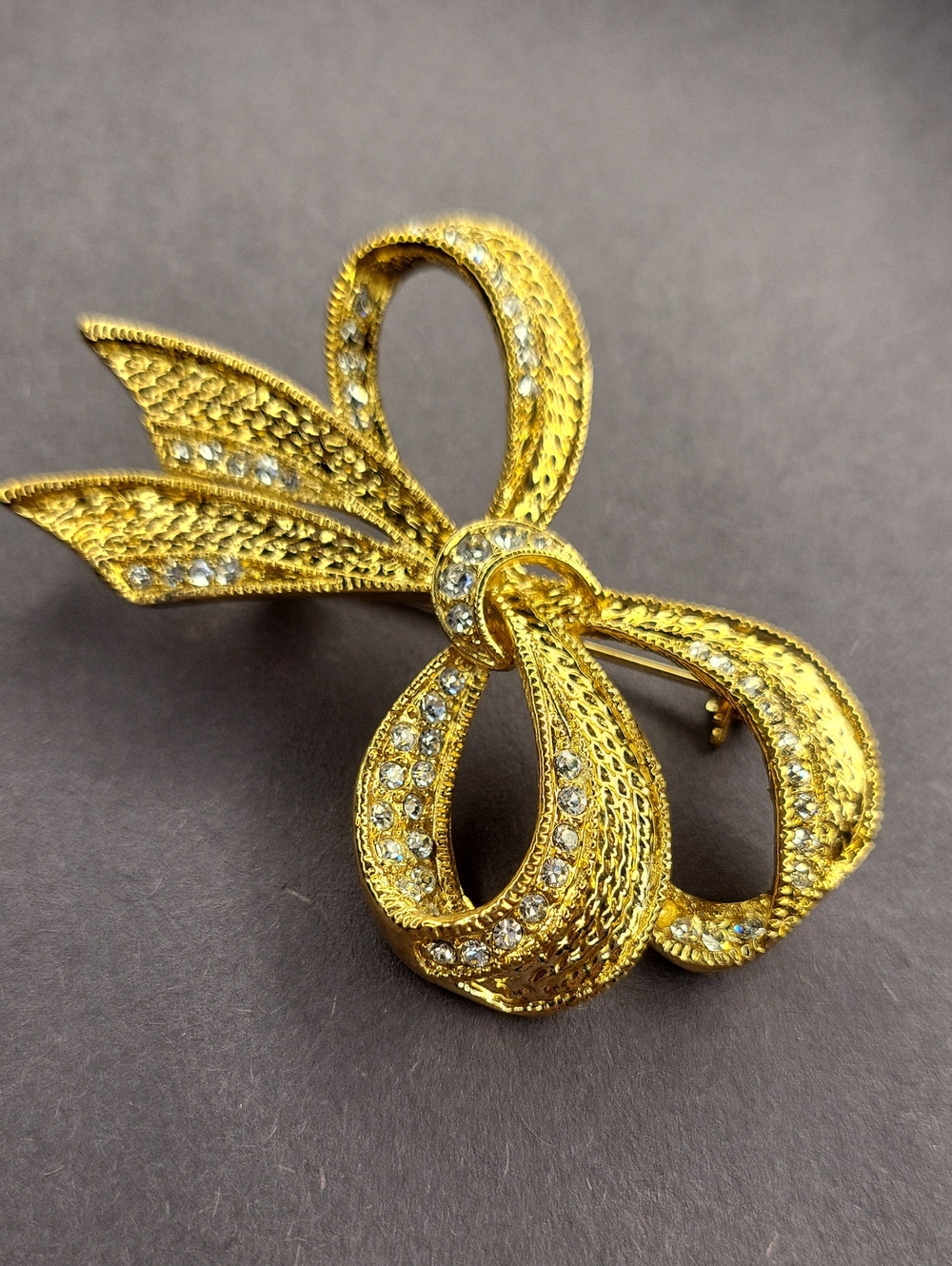 Roman Bow Brooch with Crystals